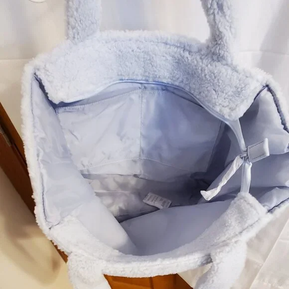 NWT! - PINK Victoria's Secret Sherpa Tote Color: Baby Blue - Picture 11 of 12
